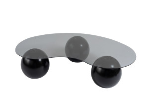 Mesa de centro em vidro "Sphere" - 120 x 70 x 30 cm - Preto