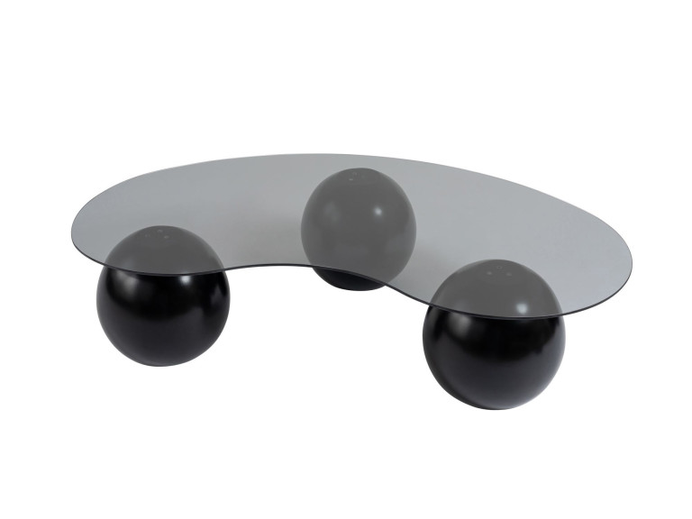 Mesa de centro em vidro "Sphere" - 120 x 70 x 30 cm - Preto