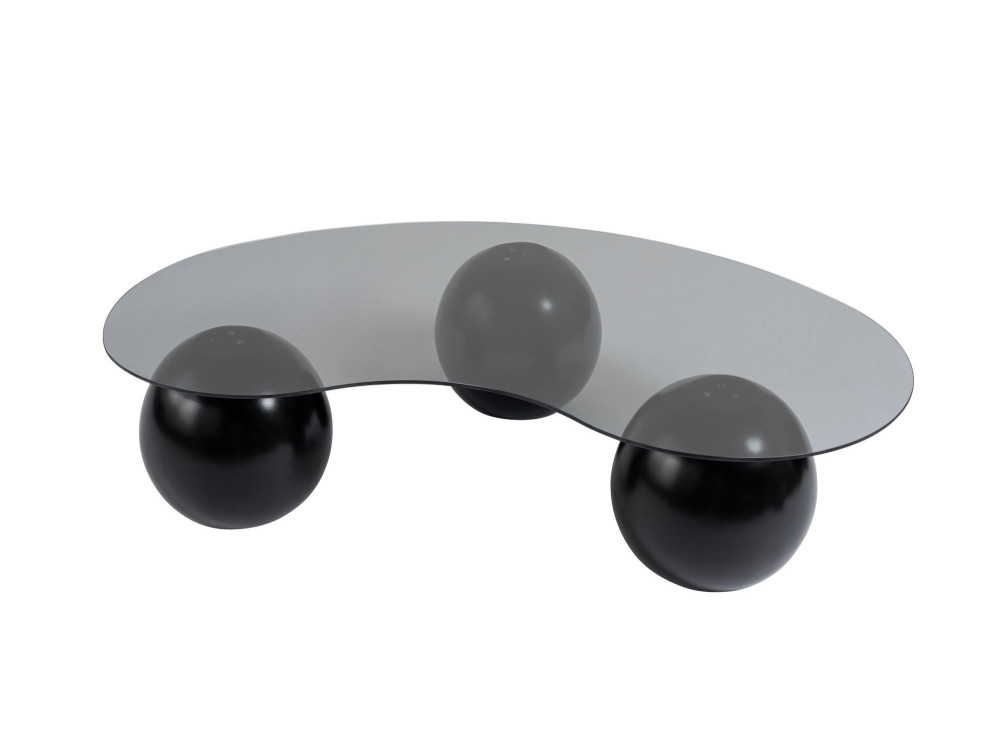 Mesa de centro em vidro "Sphere" - 120 x 70 x 30 cm - Preto