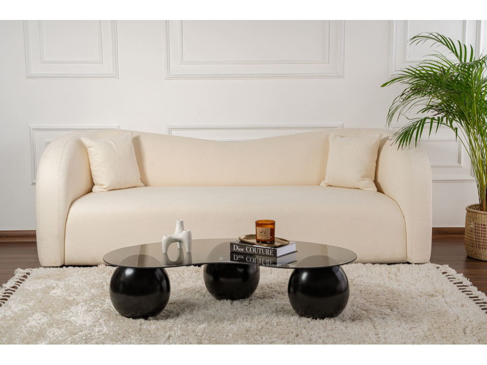 Mesa de centro em vidro "Sphere" - 120 x 70 x 30 cm - Preto