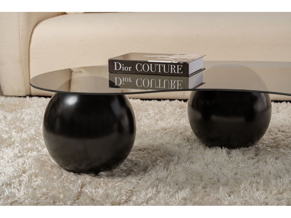 Mesa de centro em vidro "Sphere" - 120 x 70 x 30 cm - Preto