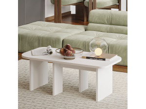 Conjunto de mesa de centro em madeira "Iris" - 90 x 45 x 35 cm - Branco 2