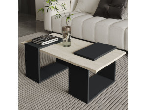 Mesa de centro em madeira "Matris" - 90 x 46 x 37 cm - Cinzento antracite 2