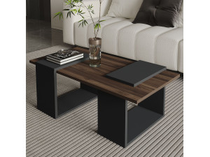 Mesa de centro de madeira "Matris" - 90 x 46 x 37 cm - Castanho 2