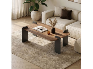Mesa de centro em madeira "Renard" - 120 x 60 x 35 cm - Castanho claro 2