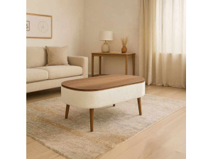 Mesa de centro de madeira "Noya" - 90 x 60 x 43 cm - Branco 2