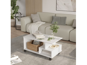 Mesa de centro de madeira "MIN9" - 90 x 51 x 42 cm - Branco 2