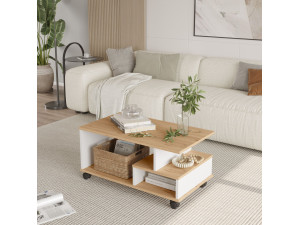 Mesa de centro de madeira "MIN9" - 90 x 51 x 42 cm - Branco 2