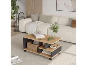 Mesa de centro de madeira "MIN9" - 90 x 51 x 42 cm - Cinzento antracite 2
