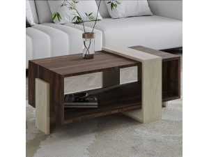 Mesa de centro de madeira "Meleni" - 90 x 49 x 40 cm - Travertino 2