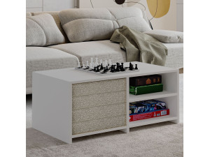 Mesa de centro de madeira "Gord" - 90 x 45 x 44 cm - Branco 2