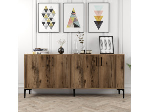 Aparador de madeira "Kiev" - 180 x 35 x 78 cm - Nogueira 2