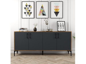 Aparador "Kiev" em madeira - 180 x 35 x 78 cm - Cinzento antracite 2