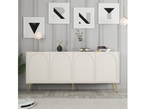 Aparador de madeira "Lyon" - 180 x 35 x 80 cm - Creme, dourado 2