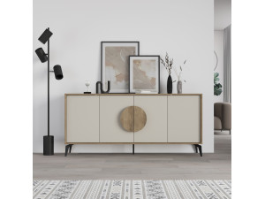 Aparador de madeira "Gora Wide" - 180 x 36 x 82 cm - Creme 2