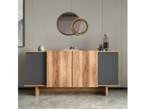 Aparador "Diana" em madeira - 180 x 40 x 81 cm - Cinzento antracite 2