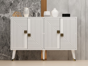 Aparador "Ahart" em madeira - 120 x 30 x 80 cm - Branco 2