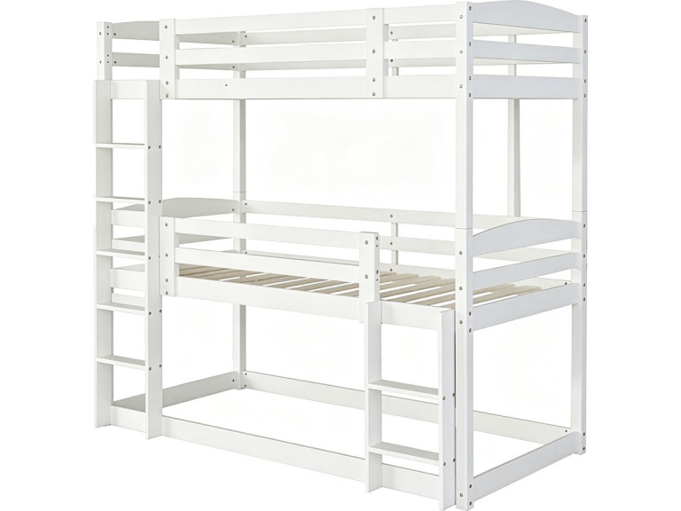 Cama de beliche em madeira com escada «Sephora» - 90 x 190 cm - Branco