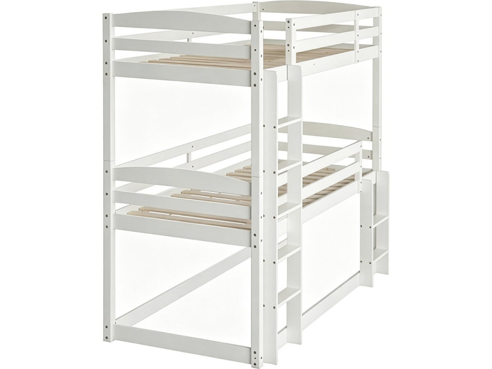 Cama de beliche em madeira com escada «Sephora» - 90 x 190 cm - Branco