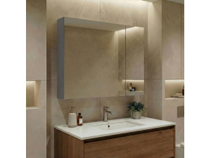 Móvel de casa de banho com espelho «Nuvola 80 v2» - 75 x 16 x 66 cm - Cinza 2