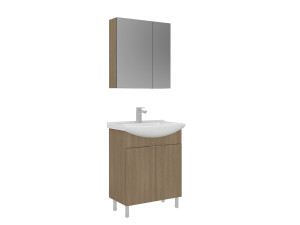 Conjunto de móvel de lavatório com espelho (2 peças) «Purus 65» - 65 x 50 x 83 cm - Carvalho