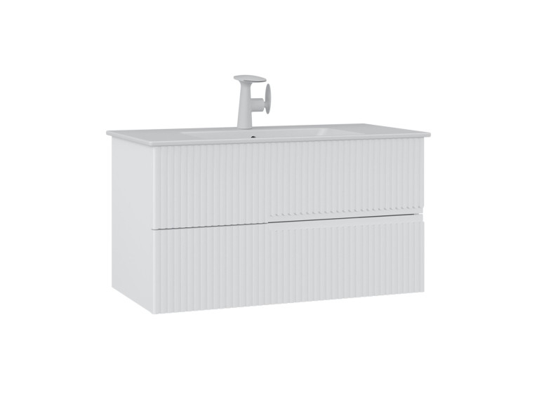 Móvel para lavatório «Moonlight 90 v2» - 91 x 51 x 51 cm - Branco mate