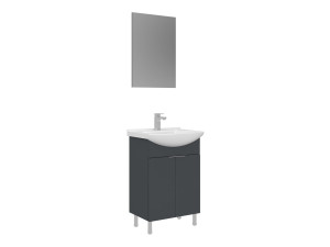 Conjunto de móvel de lavatório com espelho (2 peças) «Purus 55» - 55 x 2 x 83 cm - Antracite mate