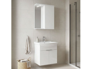 Conjunto de móvel de lavatório com espelho (2 peças) «Purus 55» - 55 x 50 x 58 cm - Branco 2
