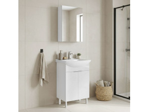 Conjunto de móvel de lavatório com espelho (2 peças) «Purus 55» - 55 x 50 x 83 cm - Branco 2