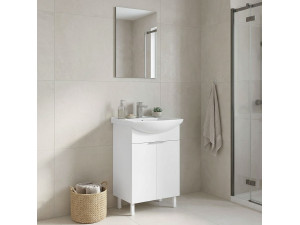 Conjunto de móvel com lavatório e espelho (2 peças) «Purus 55» - 55 x 2 x 83 cm - Branco 2