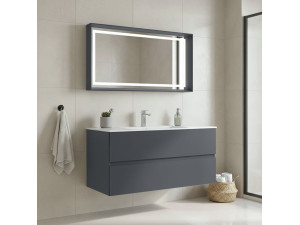 Conjunto de móvel de lavatório com espelho (2 peças) «Nest 121 v2» - 121 x 51 x 55 cm - Antracite mate 2