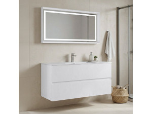Conjunto de móvel com lavatório e espelho (2 peças) «Nest 121 v2» - 121 x 51 x 55 cm - Branco mate 2