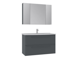 Conjunto de móvel de lavatório com espelho (2 peças) «Nuvola 100 v2» - 100 x 50 x 62 cm - Antracite