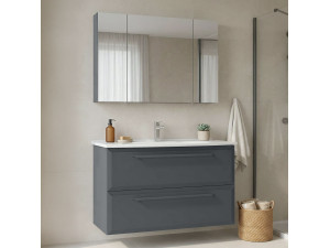 Conjunto de móvel de lavatório com espelho (2 peças) «Nuvola 100 v2» - 100 x 50 x 62 cm - Antracite 2