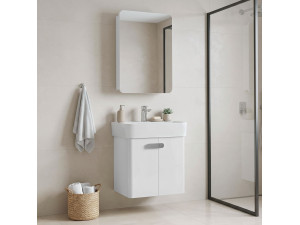 Conjunto de móvel com lavatório e espelho (2 peças) «Orbit 55» - 55 x 38 x 62 cm - Branco 2