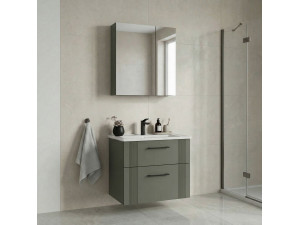 Conjunto de móvel com lavatório e espelho (2 peças) «Bari 65 v2» - 65 x 45 x 55 cm - Verde mate 2