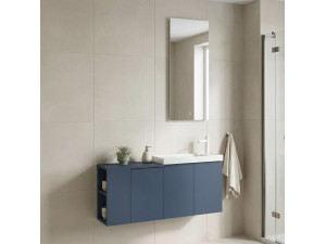 Conjunto de móvel com lavatório e espelho (2 peças) «Ferla 110» - 110 x 22 x 45 cm - Azul mate 2