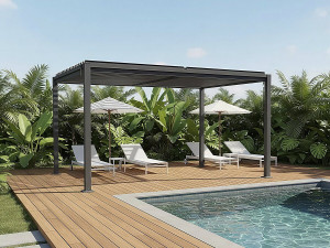 Pérgola bioclimática independente com venezianas ajustáveis ??"Howard" - 3 x 4 m - Cinza 2