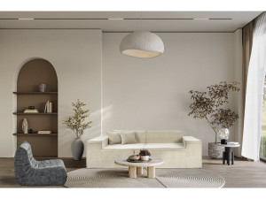 Sofá modular reto em tecido texturado "Lusso" - 3 lugares - Bege 2