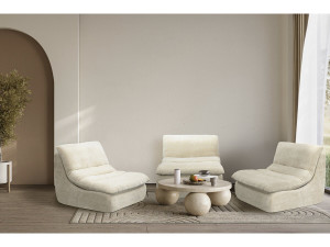 Chaise longue "Candela" em tecido texturado - 81 x 96 x 75 cm - Bege 2