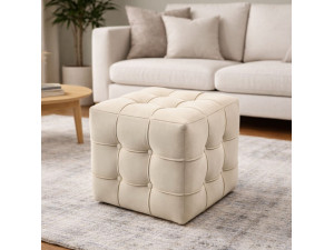 Pufe de veludo "Lizbon" - 42 x 42 x 42 cm - Creme 2