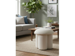 Pufe em tecido "Magnus" - 45 x 45 x 48 cm - Branco 2
