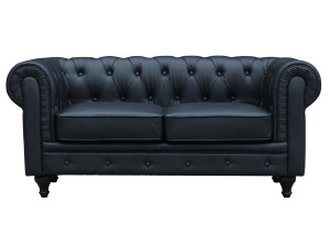 Sofá fixo Chesterfield "Aliza" - 157 x 82 x 70 cm - 2 lugares - Preto 2