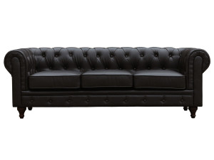Canapé fixo Chesterfield "Aliza" - 204 x 80 x 58 cm - 3 lugares - Marron 2