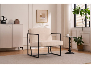 Poltrona "Kennedy" em veludo e metal - 73,5 x 75,5 x 81 cm - Creme 2