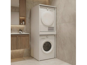 Móvel para máquina de lavar roupa «Linfa 70» - 70 x 73 x 193 cm - Branco mate 2