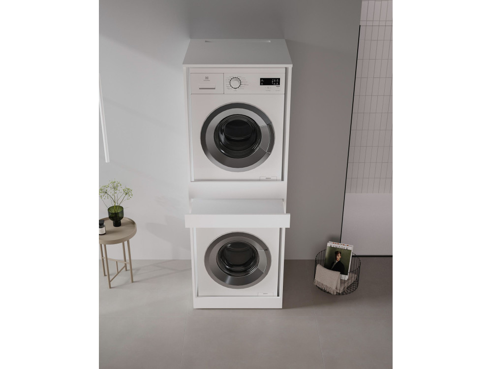 Móvel para máquina de lavar roupa «Linfa 70» - 70 x 73 x 193 cm - Branco mate