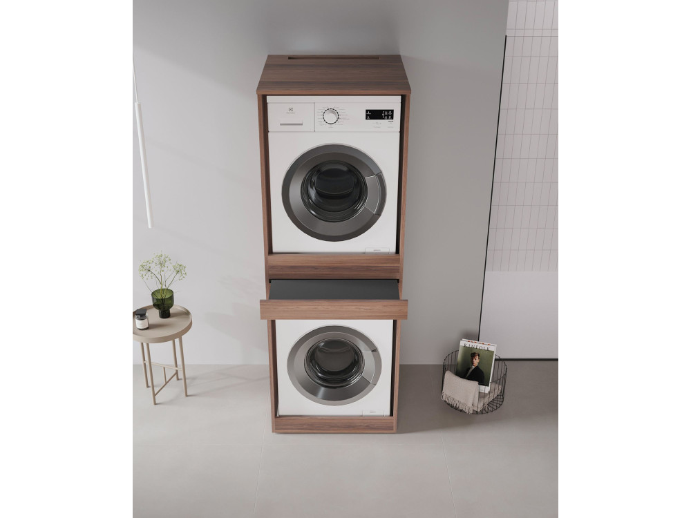 Móvel para máquina de lavar roupa «Linfa 70» - 70 x 73 x 193 cm - Nogueira Escura