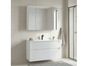 Conjunto de móvel de lavatório com espelho (2 peças) «Messina 100 v2» - 100 x 45 x 55 cm - Branco mate 2