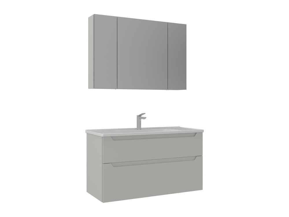 Conjunto de móvel de lavatório com espelho (2 peças) «Messina 100 v2» - 100 x 45 x 55 cm - Cashmere mate